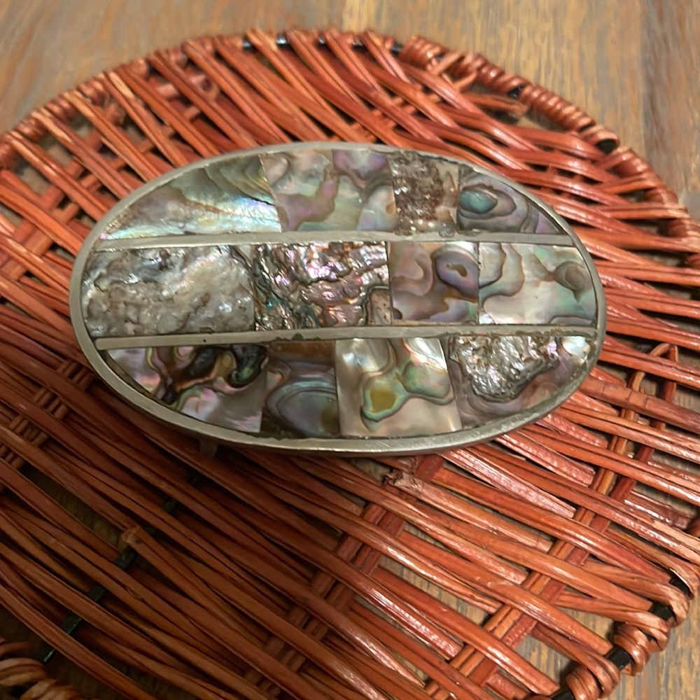 Brand new Mexican, silver abalone belt buckle!